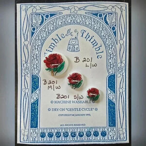 Vintage Nimble Thimble Red Rose Buttons 1993